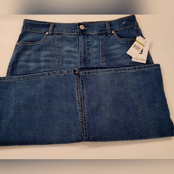 Nine West Blue Denim Midi Skirt Maple - Picture 5 of 9